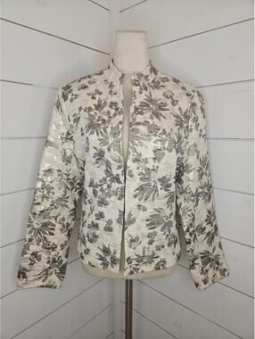 Erin London large cream gold & grey quilted jacket. Beautiful!